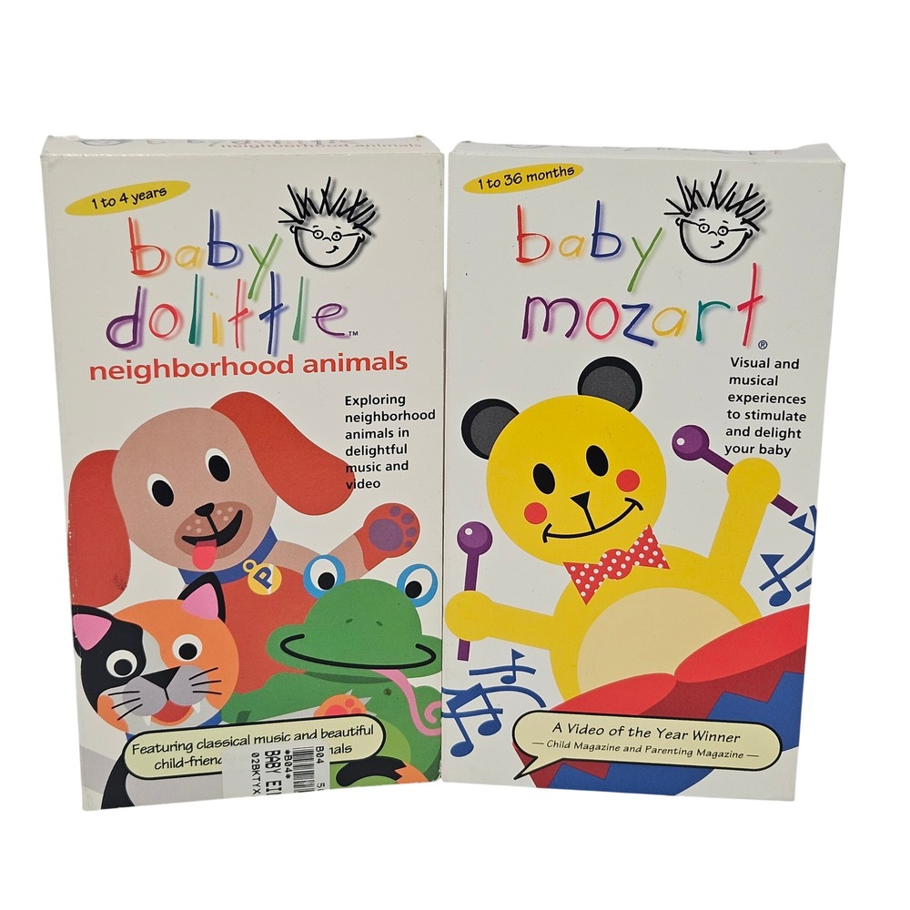 Baby Einstein VHS Lot Baby Mozart & Baby Dolittle Neighborhood Animals 2-Pack